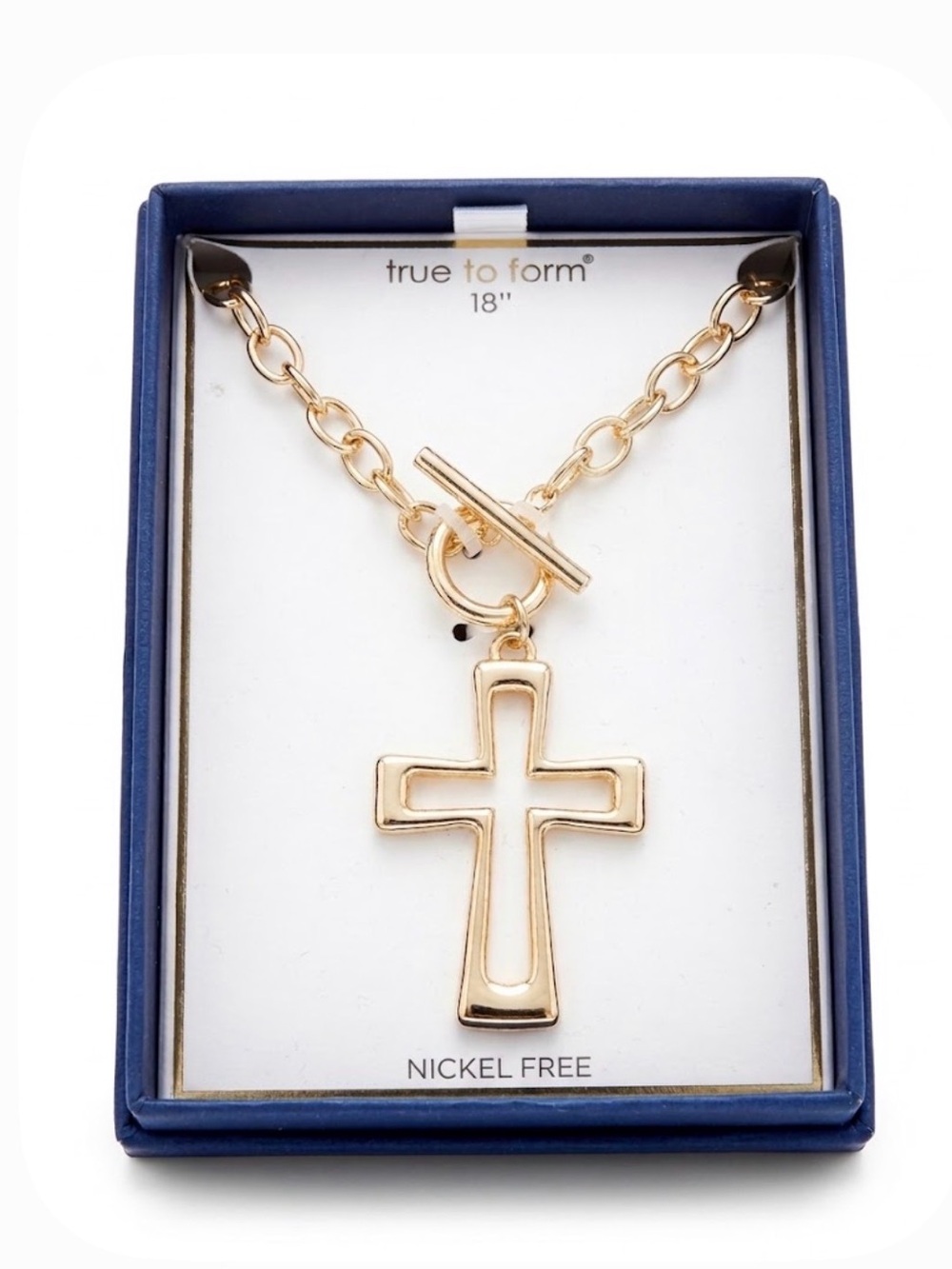 NWT ⚜️🤍⚜️ True to Form Gold-Tone Toggle Cross Necklace
